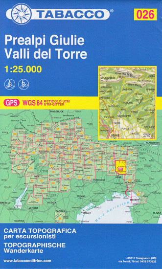 detail Prealpi Giulie, Valli del Torre1:25 000 turistická mapa TABACCO #26