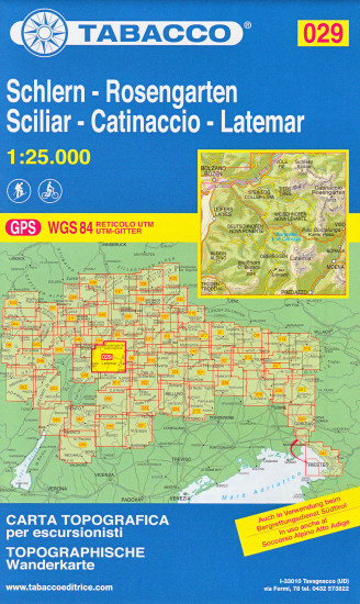 detail Schlern – Rosengarten – Sciliar – Catinaccio 1:25000 turistická mapa Tabacco #29