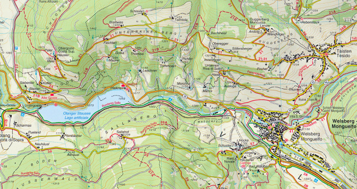 detail Antholzer Tal – Gsieser Tal, Valli di Anterselva 1:25 000 tur. mapa TABACCO #32