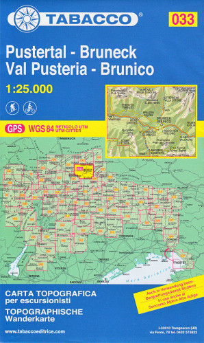Pustertal – Bruneck, Val Pusteria – Brunico 1:25 000 turistická mapa TABACCO #33