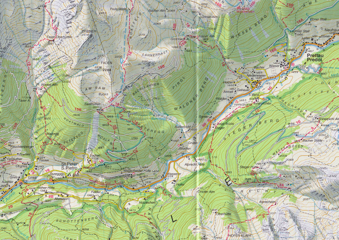 detail Ahrntal / Walle Aurina, Rieserferner Gruppe 1:25 000 turistická mapa TABACCO #35