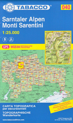 Sarntaler Alpen, Monti Sarentini 1:25 000 turistická mapa TABACCO #40