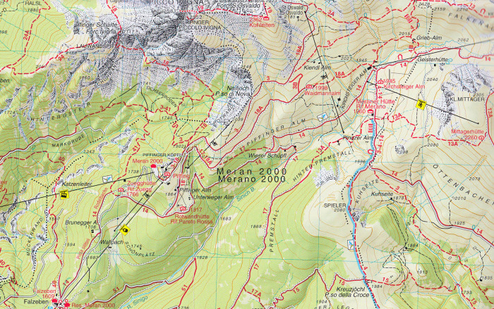 detail Sarntaler Alpen, Monti Sarentini 1:25 000 turistická mapa TABACCO #40