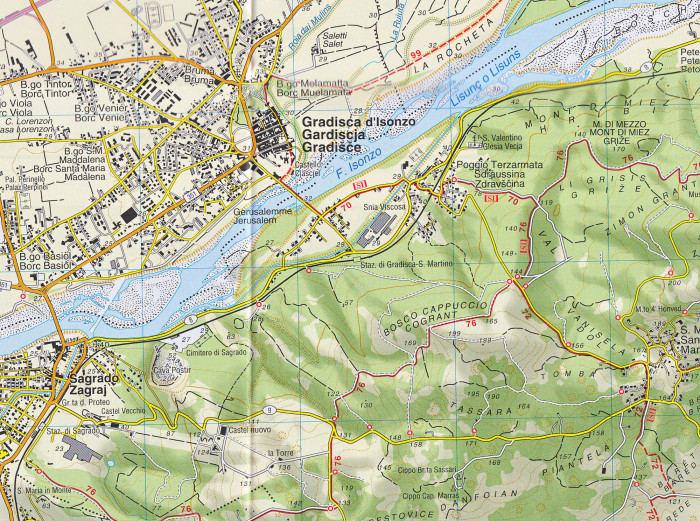 detail Collio – Brda, Gorizia 1:25 000 turistická mapa TABACCO #54