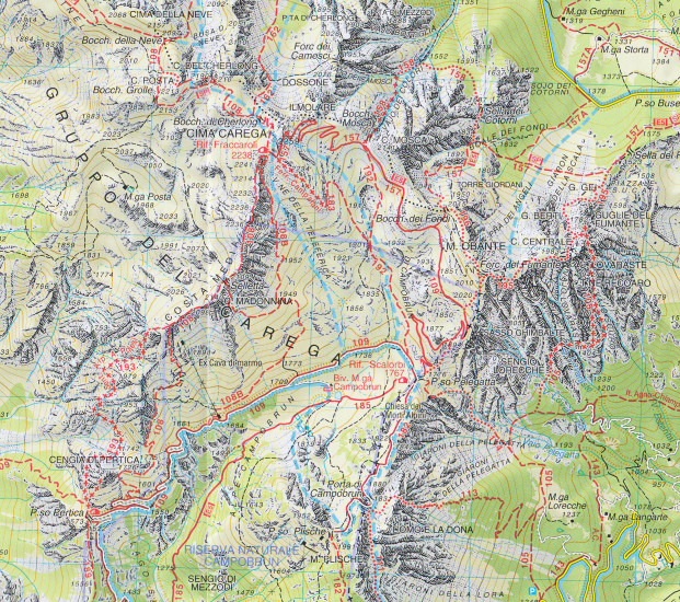 detail Piccole Dolomiti, Pasubio 1:25 000 turistická mapa TABACCO #56