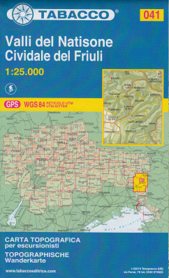 Valli del Natisone, Cividale del Friuli 1:25 000 turistická mapa TABACCO #41