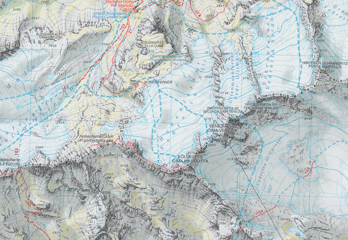 detail Latsch, Martell, Schlanders 1:25 000 turistická mapa TABACCO #45