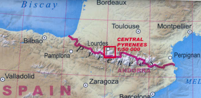 detail Střední Pyreneje (Central Pyrenees) 1:50t turistická mapa TQ