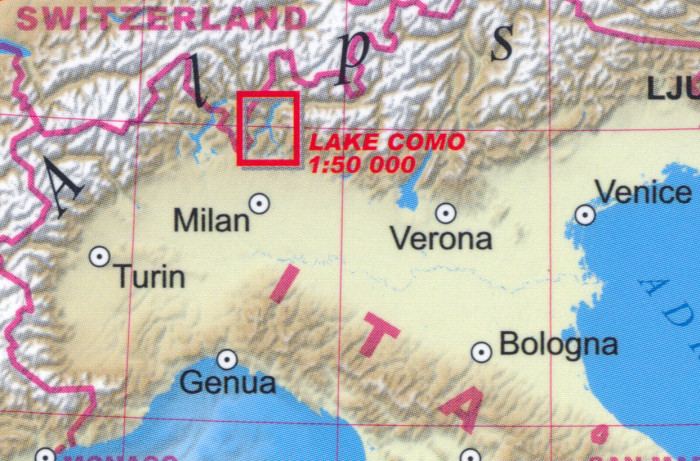detail Jezero Como (Lake Como) 1:50t turistická mapa TQ