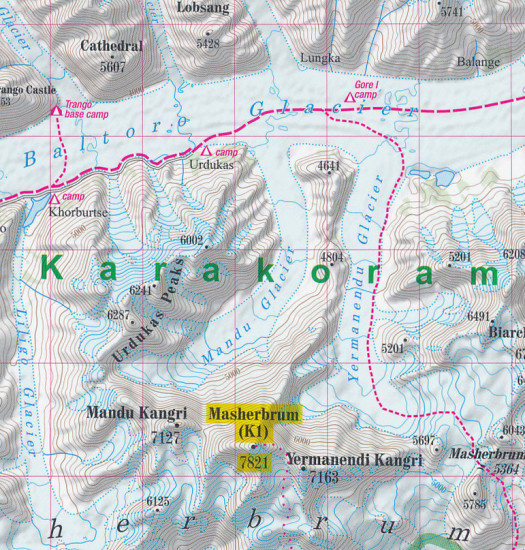 detail Karakoram 1:175.000 turistická mapa TQ