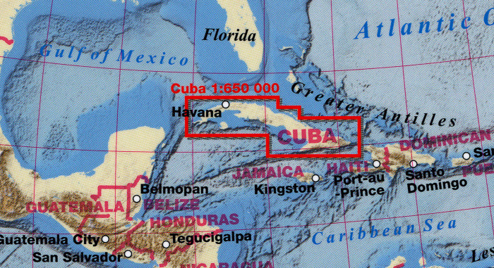 detail Cuba (Kuba) 1:650.000 mapa TerraQuest
