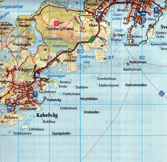 detail Vagan 1:50.000 mapa (Norsko) #2671