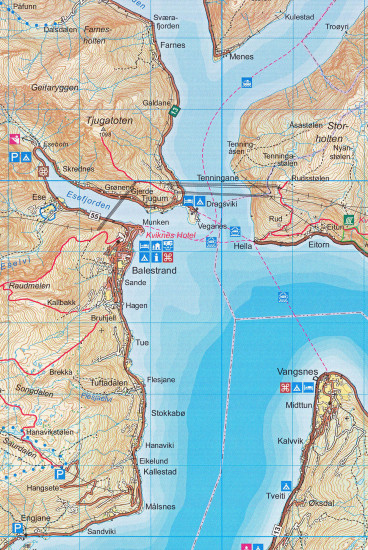 detail Indre Sunnfjord 1:100.000 mapa (Norsko) #2481