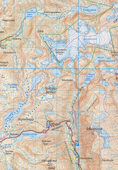detail Indre Sunnfjord 1:100.000 mapa (Norsko) #2481
