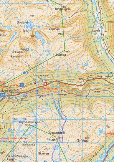 detail Dovrefjell West Sunndalsfjel 1:100.000 mapa (Norsko) #2497