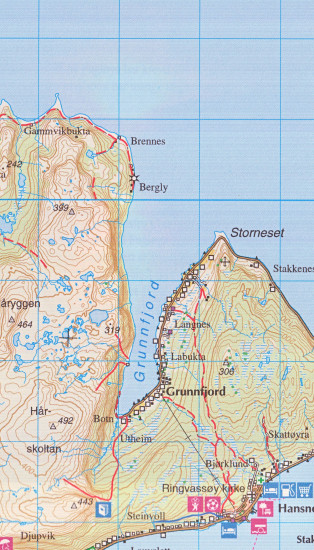 detail Karlsoy 1:100.000 mapa (Norsko) #2623