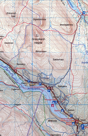 detail Rondane 1:100.000 mapa (Norsko) #2716