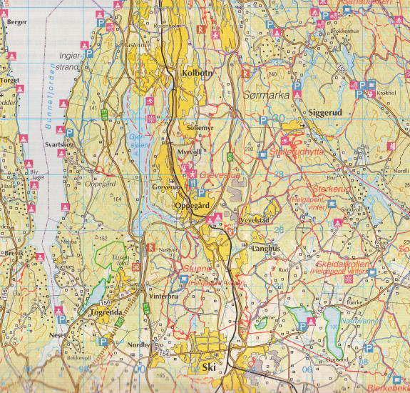 detail Oslomarka 1:100.000 mapa (Norsko) #2718