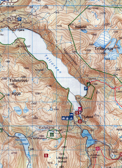 detail Romsdalen 1:100.000 mapa (Norsko) #2728