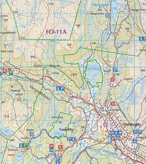 detail Forollhogna 1:100.000 mapa (Norsko) #2731
