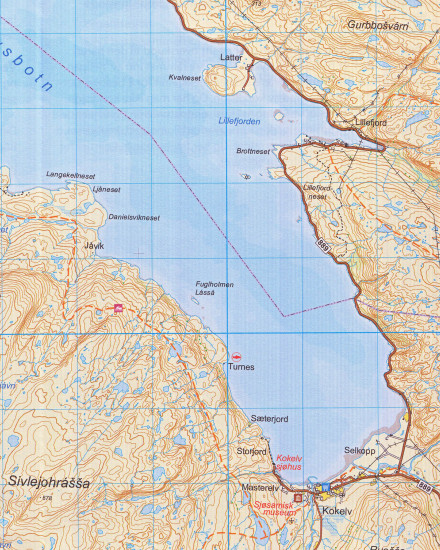 detail Kvalsund North 1:100.000 mapa (Norsko) #2774