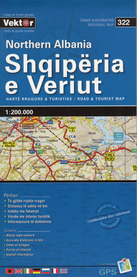 detail Albánie Sever (Albania North) mapa 1:200t VEKTOR