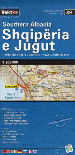Albánie Jih (Albania South) 1:200t mapa VEKTOR