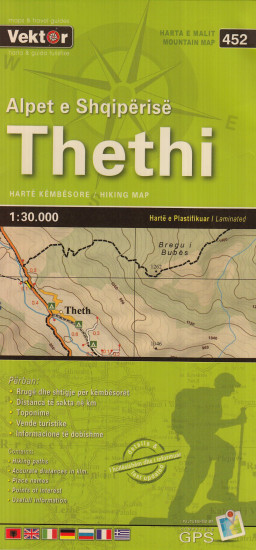 detail Theti (Albánie) 1:30t turistická mapa VEKTOR